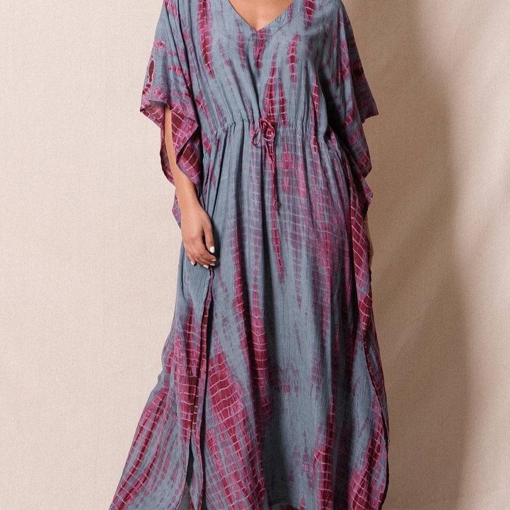 Sivana Fair Trade Tie-Dye Kaftan - One Size - Greyberry 🩷💜 - Picture 13 of 15
